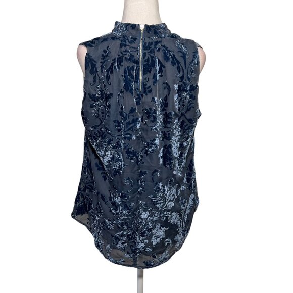 Y2K Fairy Grunge Whimsigoth Choker Sheer Velvet Burnout Blue Going Out Top 8 - Picture 3 of 9